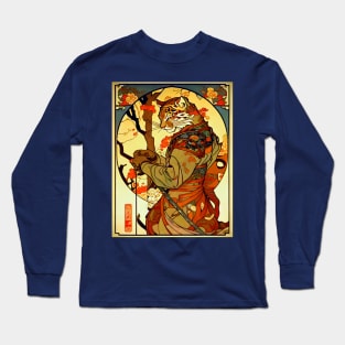 Japanese Vintage Art Nouveau Samurai Tiger Long Sleeve T-Shirt